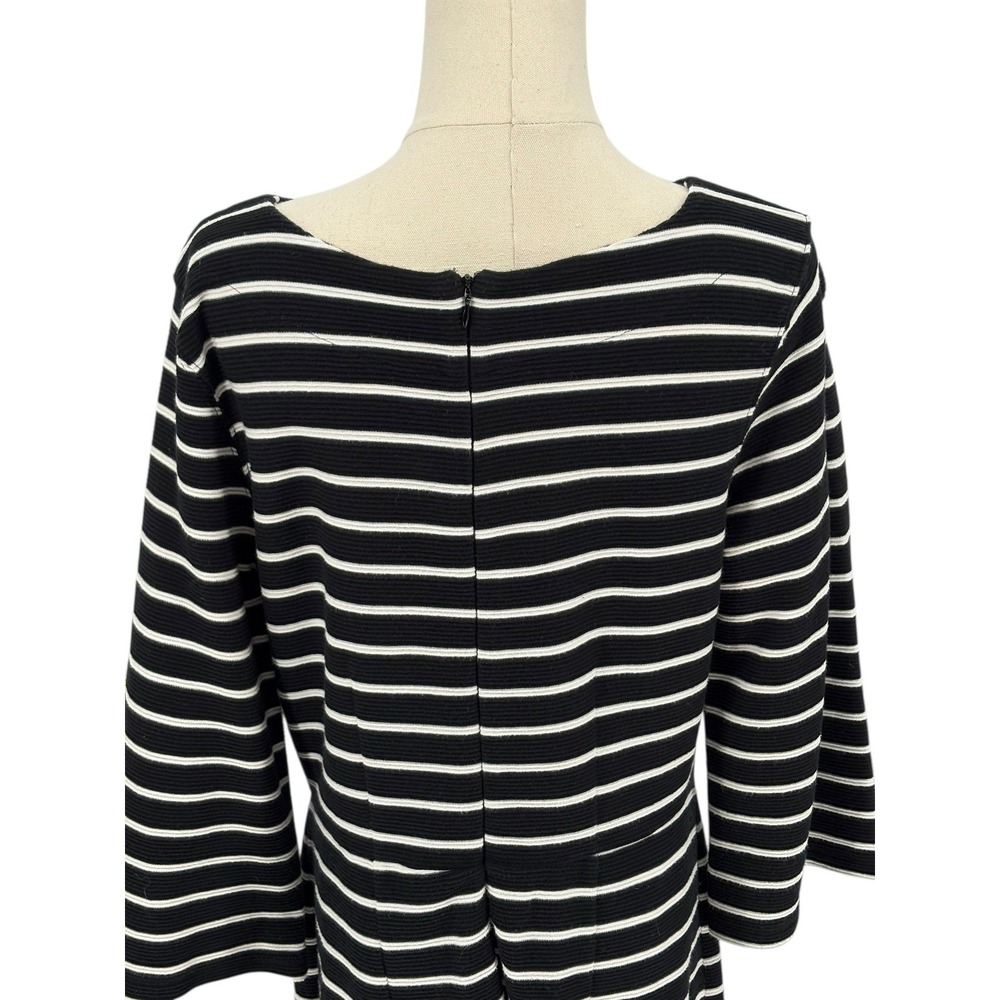 Old Navy Womens Black White Striped Boat Neck 3/4 Sleeve‎ Midi Dress Size L - Picture 5 of 5